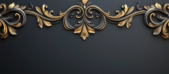 Poster - elegant grey background featuring intricate gold accents and ample space for text display