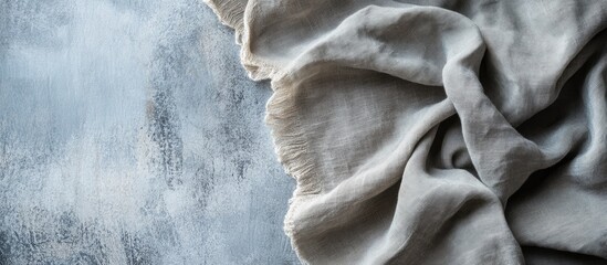 Poster - Sustainable Naturally Dyed Linen Fabrics on Textured Surface with Empty Copy Space for Creative Design and Showcase