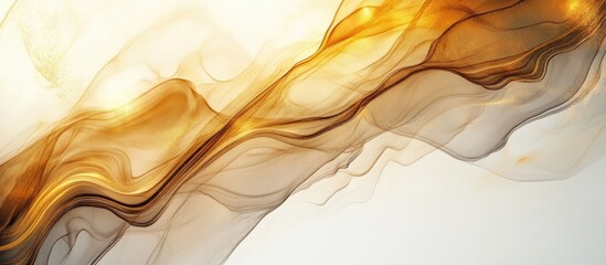 Poster - Elegant abstract liquid waves in brown and gold hues creating a luxurious marble effect with ample space for text or branding.