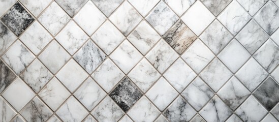 Poster - Luxurious grey and white bathroom tiles with elegant design and ample copy space for promotional or informational text usage