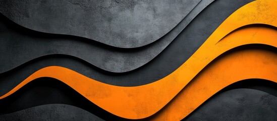 Poster - curved grey and orange design with black accents ideal for text placement and modern graphics use