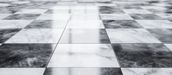 Poster - Elegant Grey and White Marble Effect Tile Floor Background with Ample Space for Textual Overlay and Design Elements