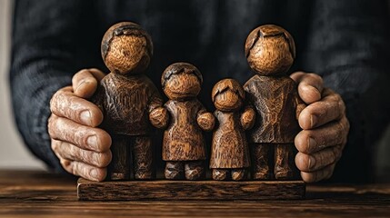 Poster - Families of different structures holding hands symbolizing unity and redefinition Stock Photo with side copy space