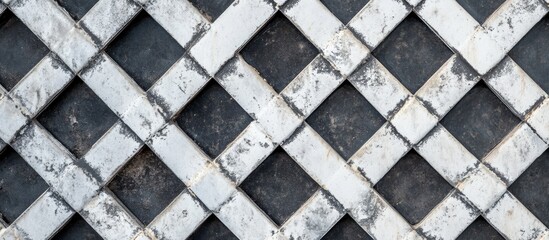 Poster - rustic grey and white industrial metal grating panels background with empty space for creative text 
