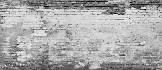 Poster - Grey Aged Exposed Brick Wall Background with Blank Space for Text and Design Elements in a Wide Panorama Format