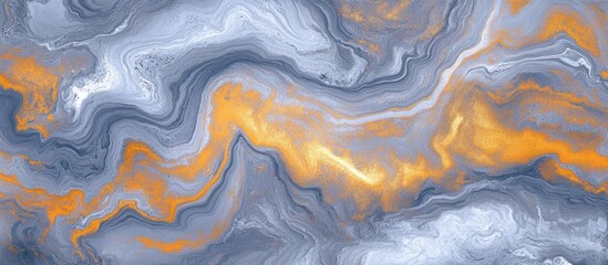 Poster - Abstract Grey and Gold Marble Background with Flowing Gradient Swirls and Copy Space for Text in Elegant Design