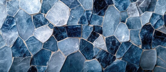 Poster - Geometric Crystal Mosaic Background in Shades of Grey and Blue with Clear Space for Text and Design Elements