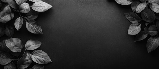 Poster - black and white social media background with leafy frame and ample copy space for text