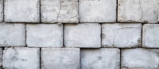 Poster - Abstract Grey Concrete Brick Wall Texture with Selective Focus and Blank Space for Text Overlay
