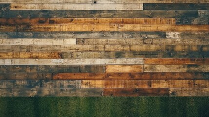 Aufkleber - Rustic Wooden Wall Texture Background with Varied Wood Tones Ideal for Panoramic Banners and Creative Projects