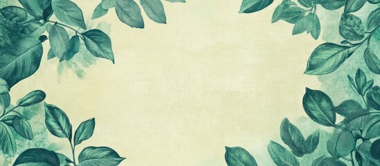 Poster - Vintage Green Leaf Pattern with Blank Space for Custom Text or Design Elements in a Soft and Inviting Background