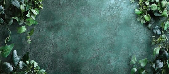 Poster - Ivy covered green wall with mirror reflection and ample empty space for text and design elements in a natural setting
