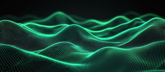 Fototapete - Neon Green Wavy Background with Text Space Abstract Design for Technology and Modern Themes