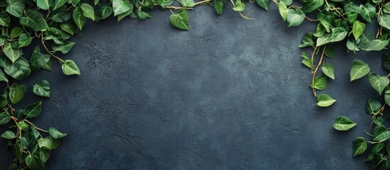Poster - Lush green ivy framing a textured wall with reflective properties and ample space for text or branding elements.