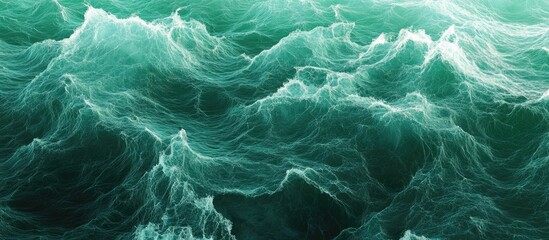 Fototapete - Ethereal Green Ocean Waves Texture with Digital Gradient Ideal for Text Overlay and Creative Background Applications