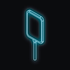 Poster - Glowing neon road sign with blank space for advertisement, isolated on black background