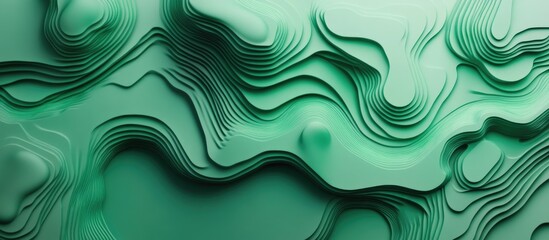 Poster - Topographic green grid and contour soft plastic shapes with open space for text placement in a modern design layout