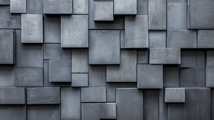 Poster - Geometric Industrial Concrete Wall Texture in Shades of Gray Featuring a Modular Design on a Dark Background