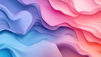 Poster - Pastel Colored Soft Gradient Background with Flowing Waves and Fluid Shapes for Creative Design and Aesthetic Projects