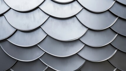 Aufkleber - Stylish Metallic Silver Curved Scalloped Background Ideal for Modern Abstract Decoration with Space for Text and Creative Design Elements