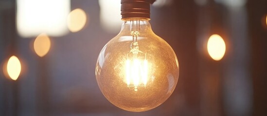 Poster - Innovative light bulb design against a blurred background with ample space for text and creative ideas