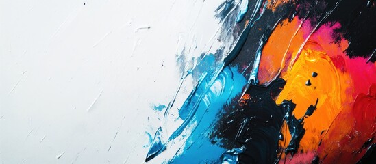 Poster - Vibrant abstract painting with bold colors and dynamic brush strokes ideal for creative backgrounds or artistic mockup designs.