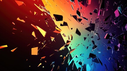 Poster - vibrant horizontal banner featuring an abstract explosion of colorful shattered glass shards against