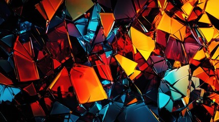 Poster - vibrant abstract background featuring colorful shattered glass shards in a dynamic, eye-catching com
