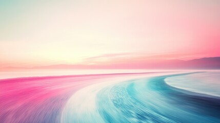 Poster - abstract minimal background with blurred pink and blue tones evoking calm shores and serene seascape