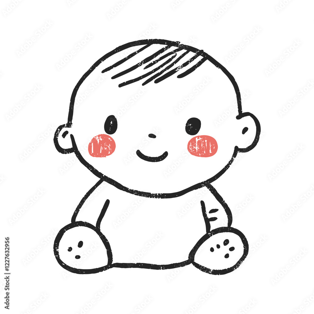 Cute baby hand drawn vector illustration. Naive doodle art drawing ...