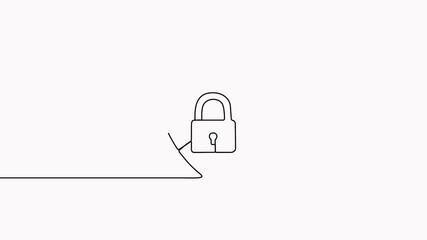 Poster - Guard badge with padlock inside continuous line drawing animated video. Protect and security concept animation.