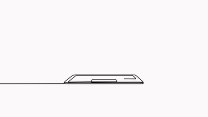 Poster - Open laptop with closed padlock continuous line drawing animation. Protect and security symbol on computer screen animated video. Cybersecurity concept.