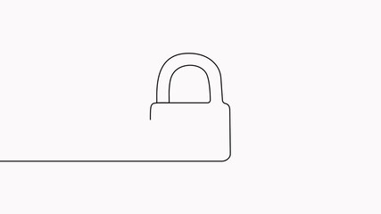 Poster - Closed padlock continuous line drawing animated video. Protect and security symbol animation.