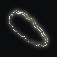 Poster - Neon cloud computing symbol glowing on a black background, representing online storage and data processing