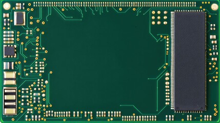 Poster - Close-up view of an advanced circuit board with electronic components showcasing technology details and ample space for text insertion