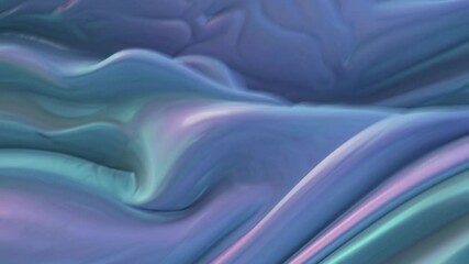 Poster - Flowing ocean waves in mesmerizing pastel hues. Dreamy and calming abstract seascape. Smooth wavy lines in tranquil blue, teal, and pink tones. Serene summer vacation vibes