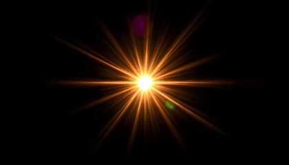Aufkleber - Radiant glowing sun rays piercing through a black background, creating a dramatic and luminous visual effect