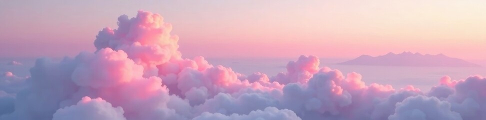 Wall Mural - soothing pink clouds float gently above a serene landscape, scenery, hazy, serene