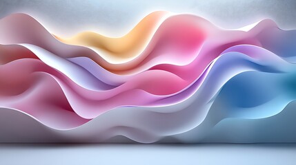 Poster - Abstract flowing shapes in light pastel colors creating a sense of calm and fluidity