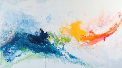 Fototapete - Abstract Colorful Waves of Paint in Dynamic Swirls and Flows Capturing Vibrant Energy and Creative Expression on a White Canvas Background