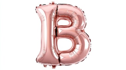 Wall Mural - Rose Gold Inflatable Helium Balloon Letter B Isolated on White Background Part of Full Alphabet Set Upper Case Foil Decoration