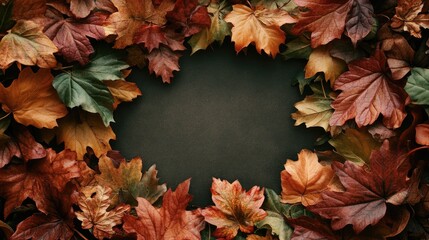 Poster - Autumn Leaf Frame with Vibrant Colors for Seasonal Decor or Invitations