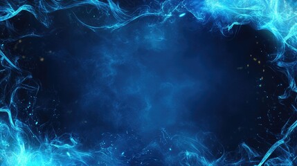 Fototapete - Vibrant Blue Background with Abstract Neon Frame for Creative Advertising Space and Customizable Marketing Content