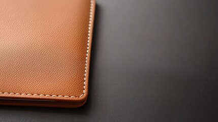 Poster - High Resolution Studio Photograph of a Smooth Leather Folio on a Dark Surface