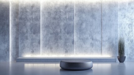 Poster - Minimalist Modern Interior Design with Textured Gray Wall and Contemporary Furniture Accents in Bright Room