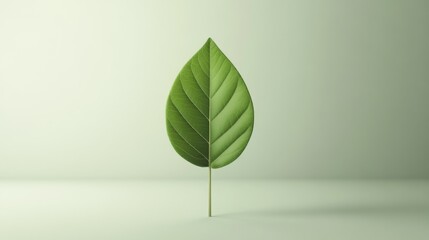 Poster - Minimalist green leaf design in a serene setting with a soft background for creative projects and nature-inspired themes
