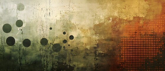 Wall Mural - A green and orange background with many small circles