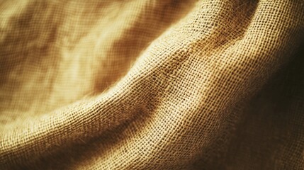Poster - Natural close-up of textured linen fabric showcasing organic fibers and warm tones ideal for backgrounds and textile design concepts