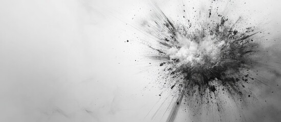 Fototapete - Monochrome Geometric Explosion Abstract Design on Gray Background with Blank Space for Text or Branding Use