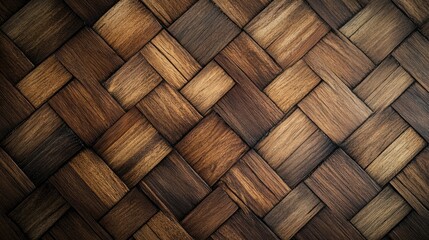 Poster - Woven Natural Wood Texture Background with Distinctive Patterns for Design Projects